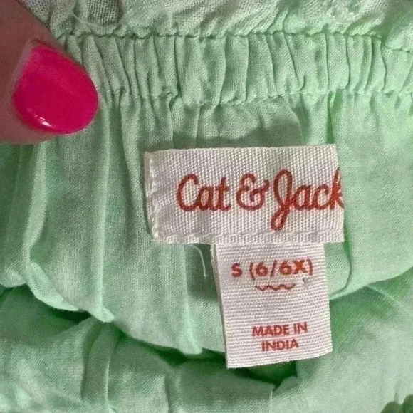 Cat and Jack summer top size 6/6x new with tags pretty lime green‎ off shoulder - Picture 4 of 5